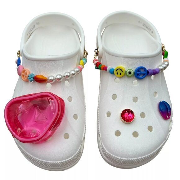 Crocs Women's Baya Midsummer Platform Clog Sandals Size 8 White Jibbitz Jewelry - Picture 6 of 14
